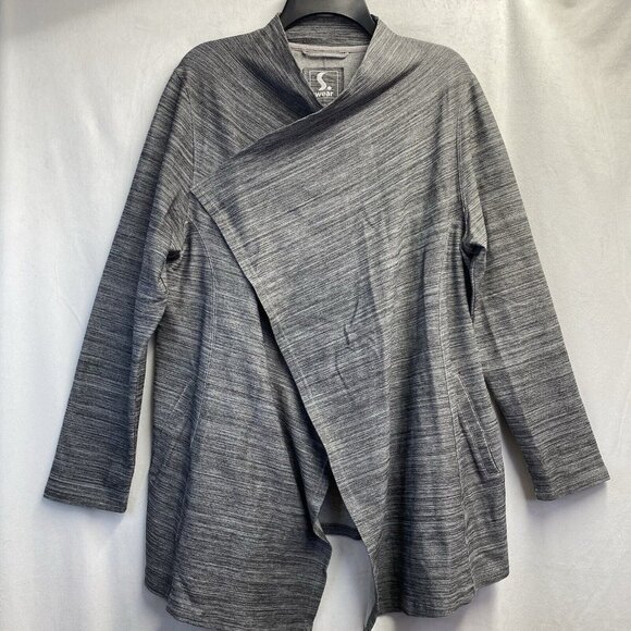 S.WEAR Open Front Long Sleeve Cardigan Sweater Women Sz 3 Gray Side Pockets Used - Picture 2 of 15